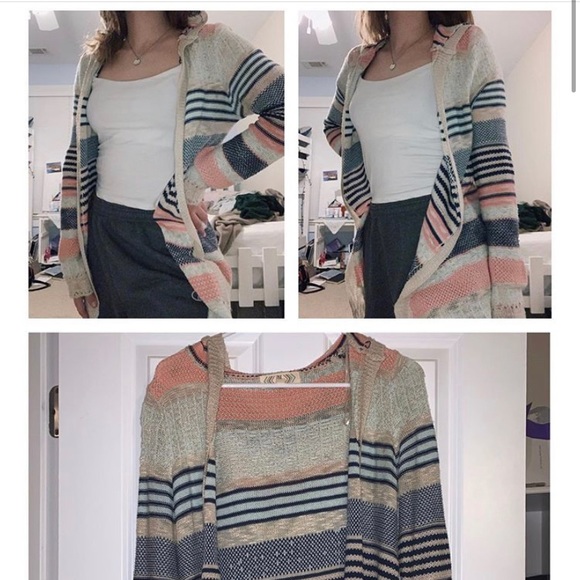 Pink Rose Sweaters - hooded cardigan